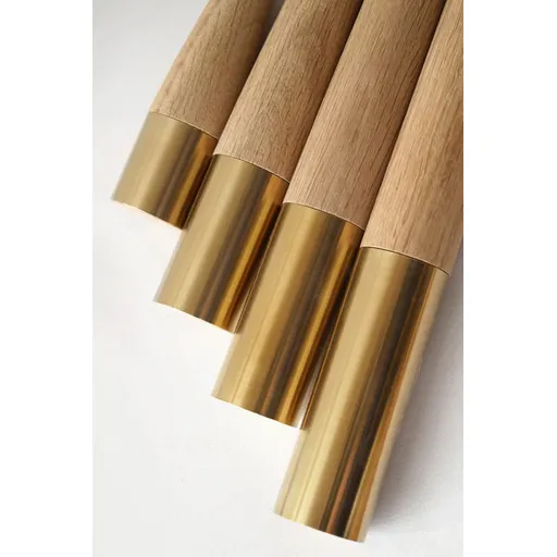 Furniture feet with golden top rounded tapered from beech